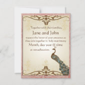 Roze, , roze, roze, pauw magnetische uitnodiging (Voorkant)