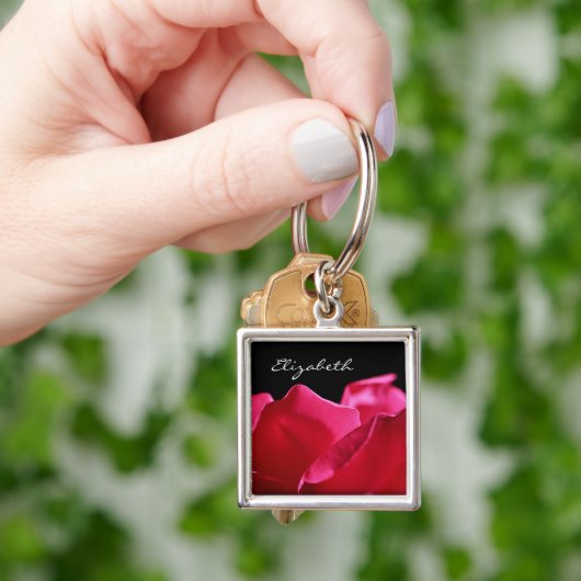 Roze roze roze petalen met naam sleutelhanger (Hand)