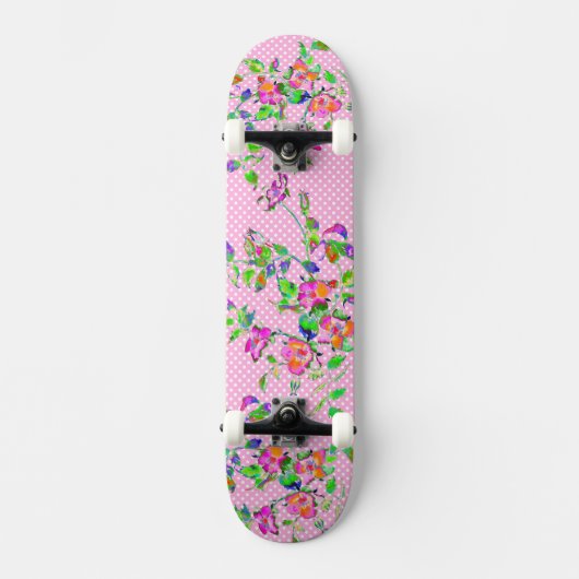 roze roze roze - polka-stippen skateboard (Voorkant)