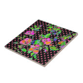  Roze roze/roze polka-stippen Tegeltje (Zijkant)