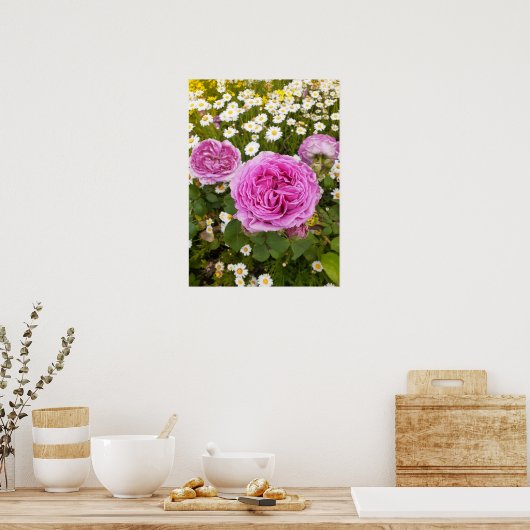 Roze roze roze Poster van de bloem (Keuken)