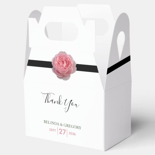 Roze roze roze ribbon bruiloft bedankdoosjes (Geopend)