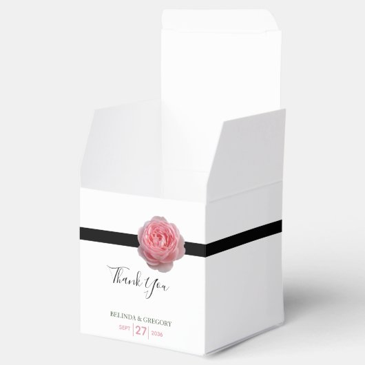 Roze roze roze ribbon bruiloft bedankdoosjes (Geopend)