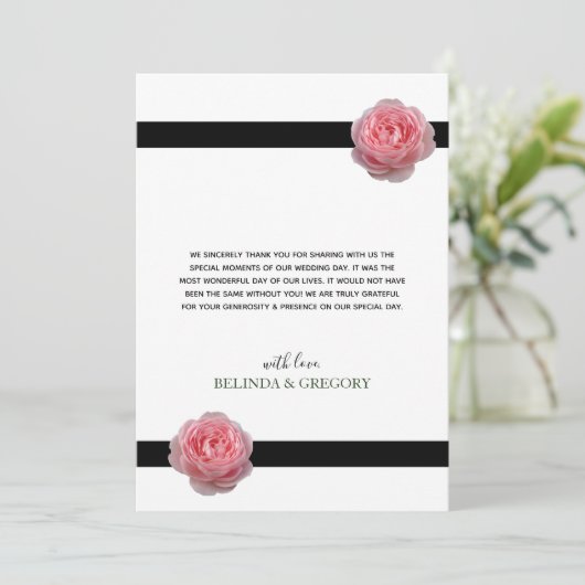 Roze roze roze ribbon bruiloft bedankkaart (Staand voorkant)