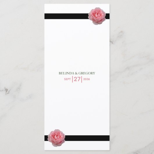 Roze roze roze ribbon bruiloft menu (Achterkant)