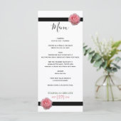 Roze roze roze ribbon bruiloft menu (Staand voorkant)