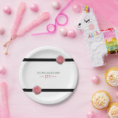 Roze roze roze ribbon bruiloft papieren bordje (Feest)