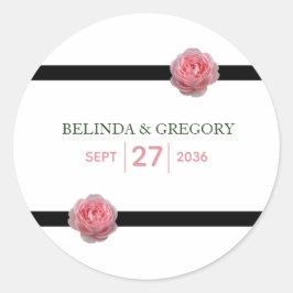 Roze roze roze ribbon bruiloft ronde sticker