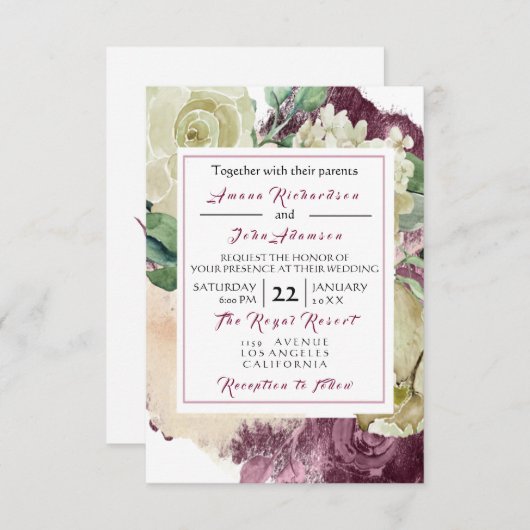 Roze roze roze roemeense marsala Rozen bruiloft Kaart (Voorkant / Achterkant)