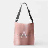 Roze roze roze roestvrij stalen monogram crossbody tas (Voorkant)