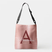 Roze roze roze roestvrij stalen monogram crossbody tas (Achterkant)