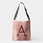Roze roze roze roestvrij stalen monogram crossbody tas (Voorkant)