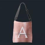 Roze roze roze roestvrij stalen monogram crossbody tas<br><div class="desc">Roze Rose Goud Faux Roestvrij staal Elegant Monogram Tas. Deze tas kan worden aangepast om uw initiaal en voornaam op te nemen.</div>