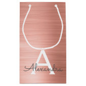 Roze roze roze roestvrij stalen monogram klein cadeauzakje (Achterkant)