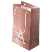 Roze roze roze roestvrij stalen monogram klein cadeauzakje (Achterkant Gekanteld)