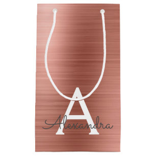 Roze roze roze roestvrij stalen monogram klein cadeauzakje