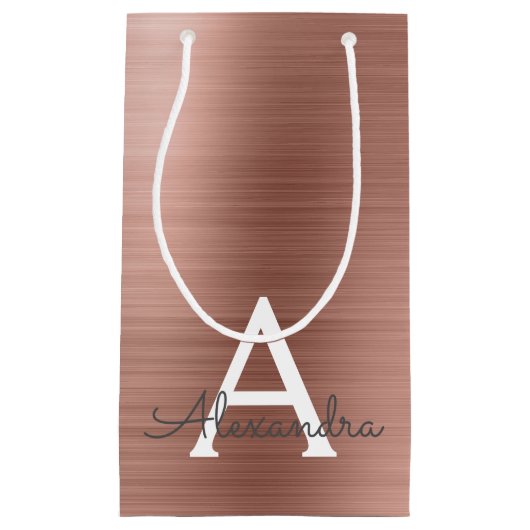 Roze roze roze roestvrij stalen monogram klein cadeauzakje (Voorkant)