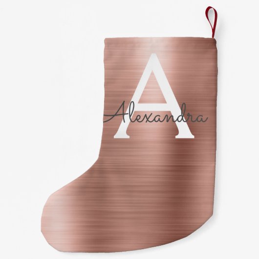 Roze roze roze roestvrij stalen monogram kleine kerstsok (Achterkant)