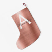 Roze roze roze roestvrij stalen monogram kleine kerstsok (Achterkant (Hangend))