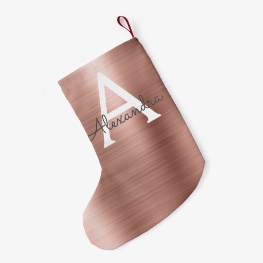 Roze roze roze roestvrij stalen monogram kleine kerstsok (Achterkant (Hangend))