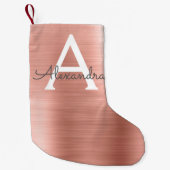 Roze roze roze roestvrij stalen monogram kleine kerstsok (Voorkant)