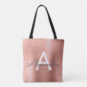 Roze roze roze roestvrij stalen monogram tote bag (Achterkant)