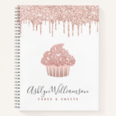 Roze roze roze roodbruine druppels bakkerij notitieboek (Voorkant)