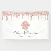 Roze roze roze roodbruine druppels bakkerij spandoek (Horizontaal)