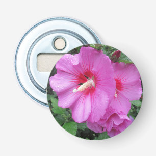 Roze roze roze roodroos van Sharon Raindrops Petal Button Flesopener