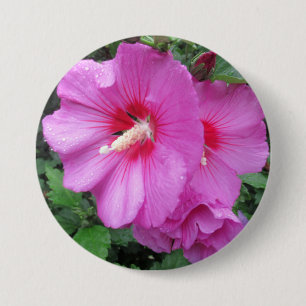 Roze roze roze roodroos van Sharon Raindrops Petal Ronde Button 7,6 Cm