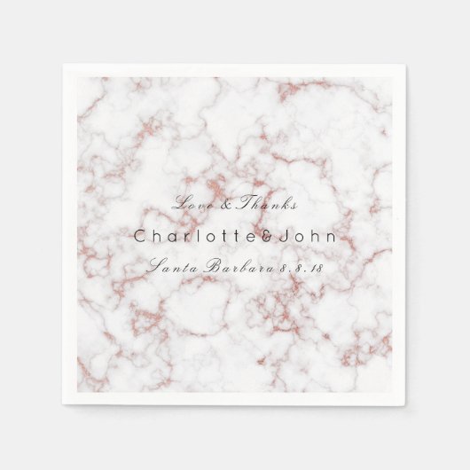 Roze roze roze Roos Gold White Grey Marmer Party Servetten (Voorkant)