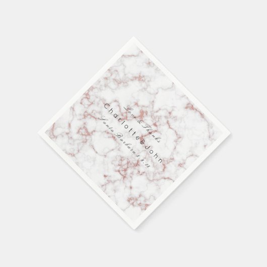 Roze roze roze Roos Gold White Grey Marmer Party Servetten (Hoek)