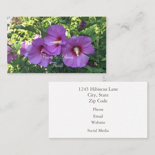 roze roze roze roos van Sharon/Hibiscus gepersona Visitekaartje (Voorkant / Achterkant)