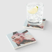 Roze Roze Roze Roze Atlanta, Varkens Stenen Onderzetter (Zijkant)