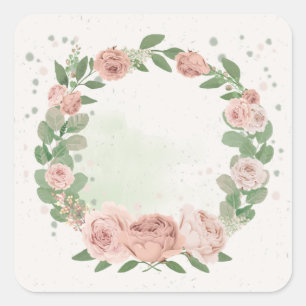roze roze roze roze bladeren en vierkante strepen sticker