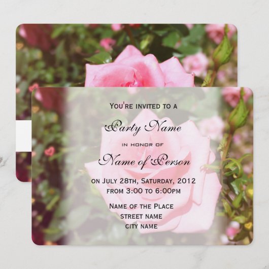 Roze roze roze roze bloem alle uitnodigingen van d (Voorkant / Achterkant)