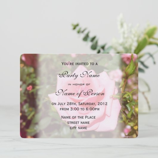 Roze roze roze roze bloem alle uitnodigingen van d (Staand voorkant)