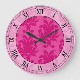 roze roze roze roze damask roman numerus grote klok