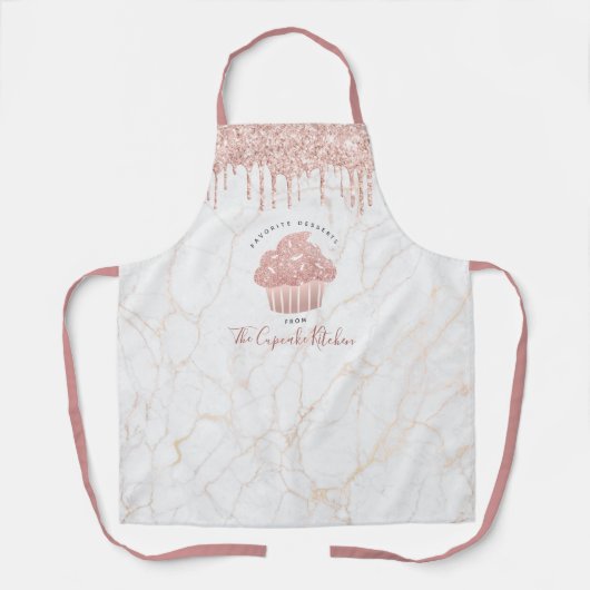 Roze roze roze roze druppelaar druppelt marmer bak schort (Voorkant)