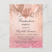 Roze roze roze roze goudballonnen uitnodiging briefkaart (Voorkant)