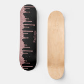 Roze roze roze roze goudglitter - rugleuning persoonlijk skateboard (Voorkant)