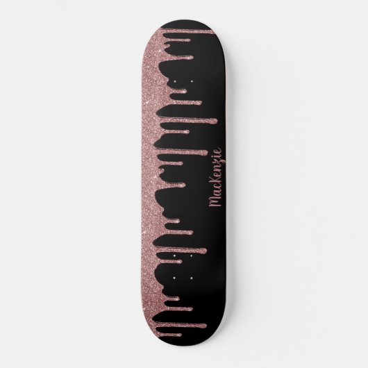 Roze roze roze roze goudglitter - rugleuning persoonlijk skateboard (Voorkant)