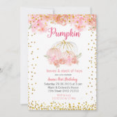 Roze roze roze roze goudpompoen 1ste verjaardag kaart (Voorkant)