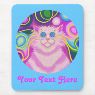 roze roze roze roze "Jouw tekst"-blauwe mousepad Muismat