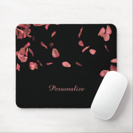 Roze roze roze roze petals op zwart personaliseren muismat