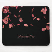 Roze roze roze roze petals op zwart personaliseren muismat (Voorkant)