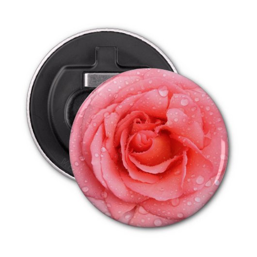 Roze roze roze roze rooddruppels button flesopener (Voorkant)