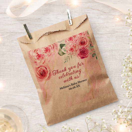 Roze roze roze roze roodroos Kraft bruine tassen Bedankzakje (Geknipt)