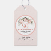 Roze roze roze roze roze 90e verjaardag cadeaulabel (Achterkant)