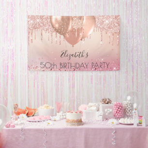 Roze roze roze roze roze goudballonnen spandoek